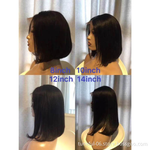 Tuneful short straight lace front wig 18038 13*4  100% Brazilian hair human bob wig  for black women wholesale price on selling
